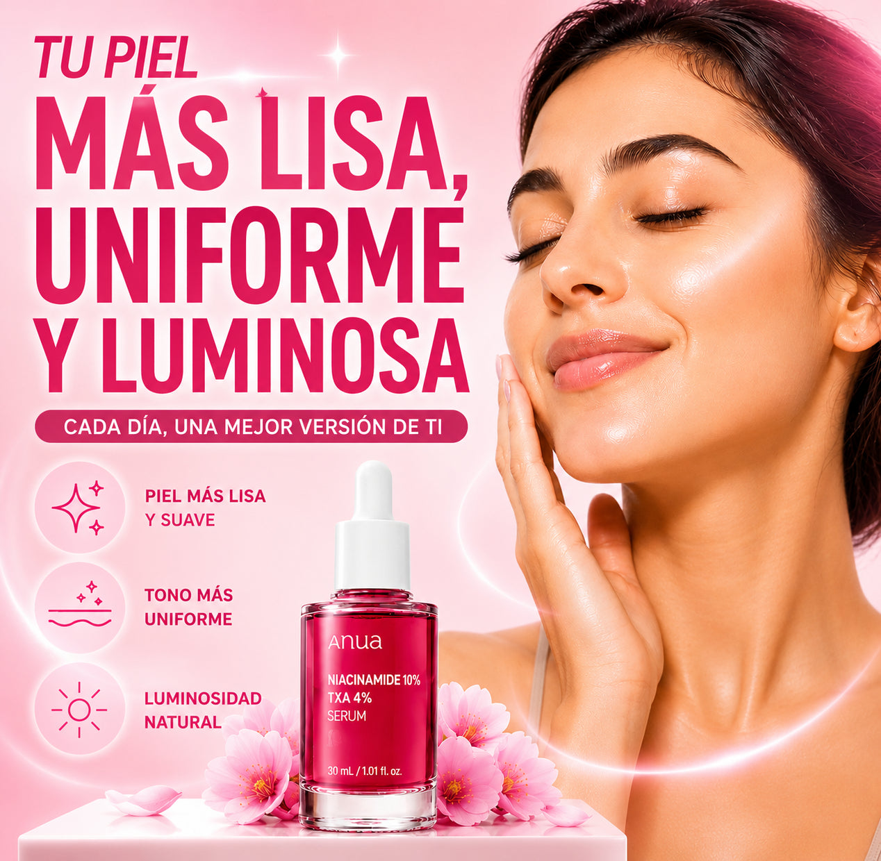 Serum Anua: Elimina las marcas y unifica el tono.
