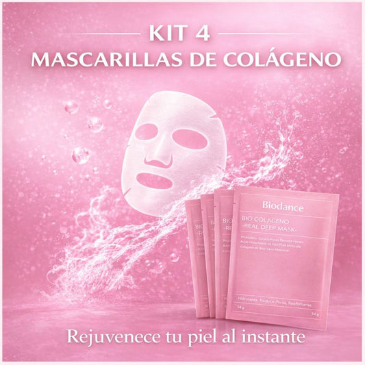 Kit x4 Mascarillas de Bio-Colágeno de  Hidratación Profunda - Formula Clinica